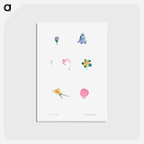 アートポストカード-Flower set from La Botanique de J. J. Rousseau - ピエール ジョゼフ ルドゥーテ Postcard.