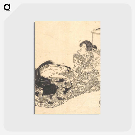 アートポストカード-Courtesan or Actor as Courtesan Pouring Tea by the Light of a Lantern
 - 歌川 豊国 Postcard.