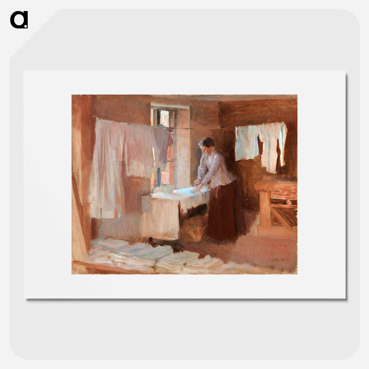Woman ironing, study for the washerwomen - アルバート エーデルフェルト Poster.
