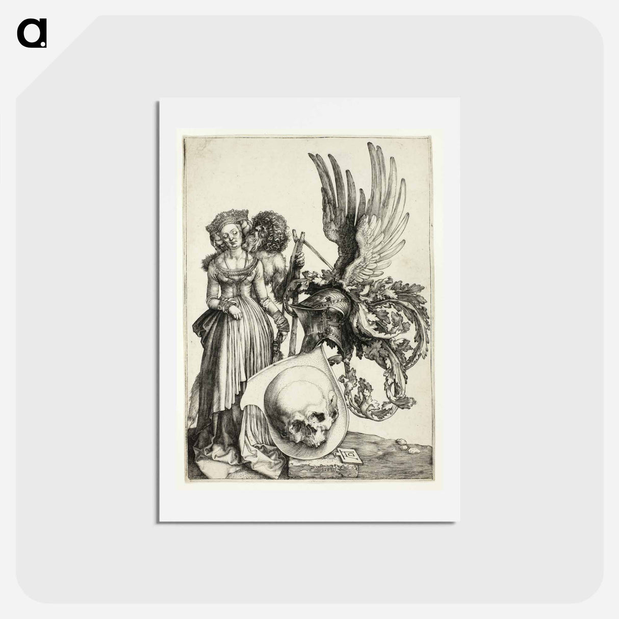 アートポストカード-Coat of Arms with a Skull - アルブレヒト デューラー Postcard.