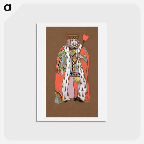 アートポストカード-King of Hearts Costume Design for Alice in Wonderland - 不思議の国のアリス Postcard.