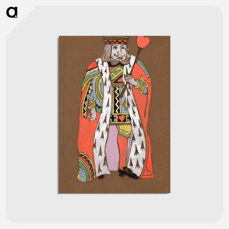 アートポストカード-King of Hearts Costume Design for Alice in Wonderland - 不思議の国のアリス Postcard.