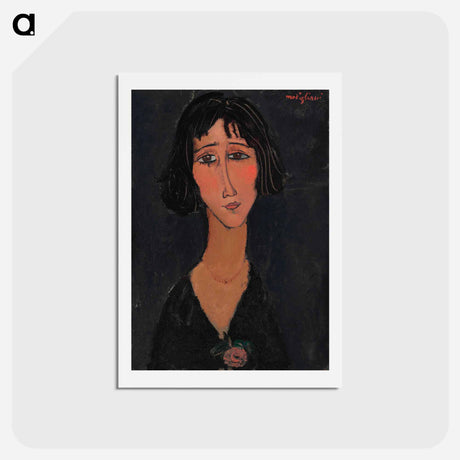 アートポストカード-Jeune femme a la rose - アメデオ モディリアーニ Postcard.