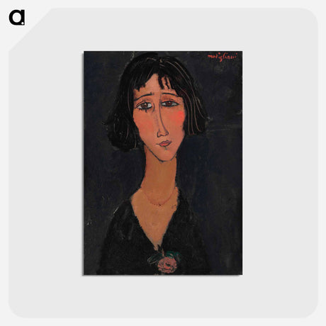 アートポストカード-Jeune femme a la rose - アメデオ モディリアーニ Postcard.