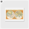アートポストカード-Orbis terrae compendiosa descriptio - アンティーク地図 Postcard.