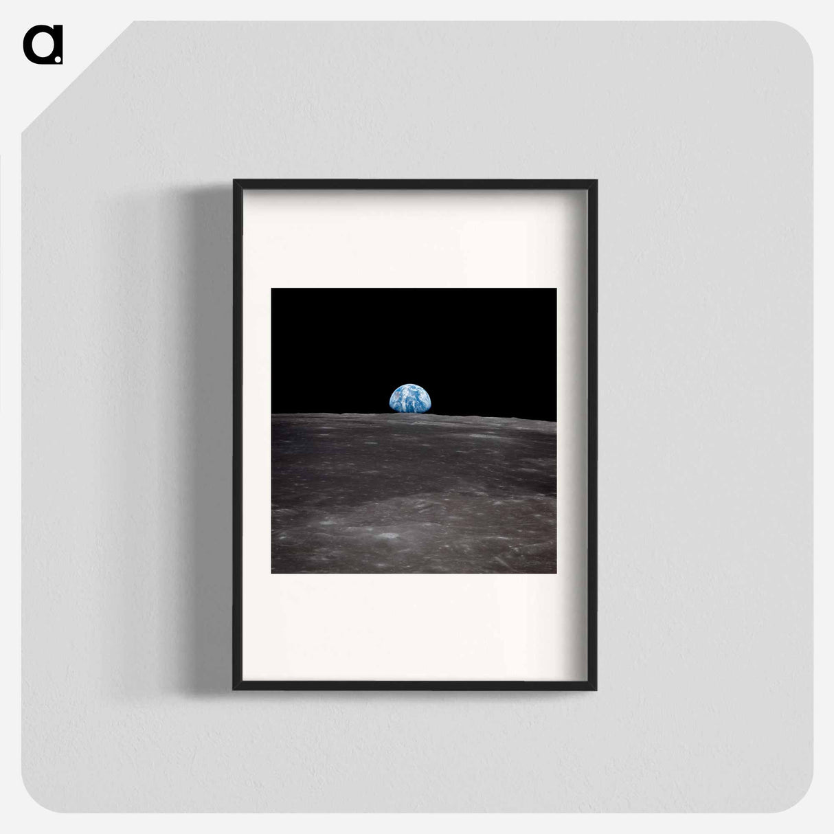 View of Earth rising over Moon's horizon - Apollo Moon Landing Poster.