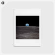 アートポストカード-View of Earth rising over Moon's horizon - アポロ月面着陸 Postcard.