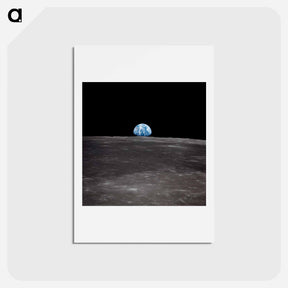 アートポストカード-View of Earth rising over Moon's horizon - アポロ月面着陸 Postcard.