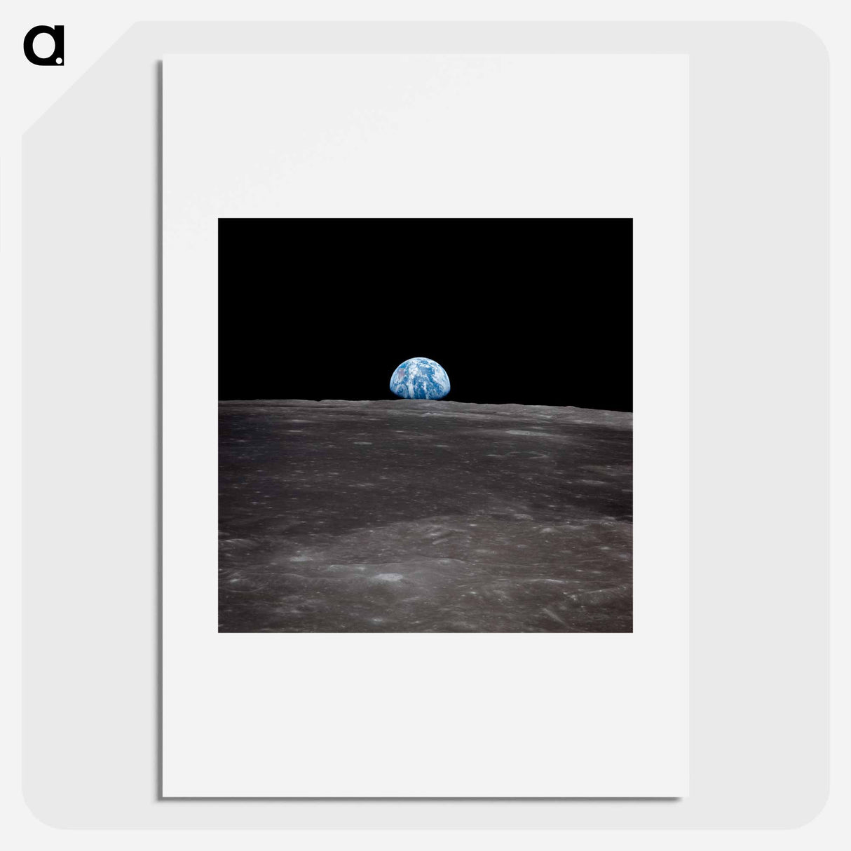 View of Earth rising over Moon's horizon - Apollo Moon Landing Poster.