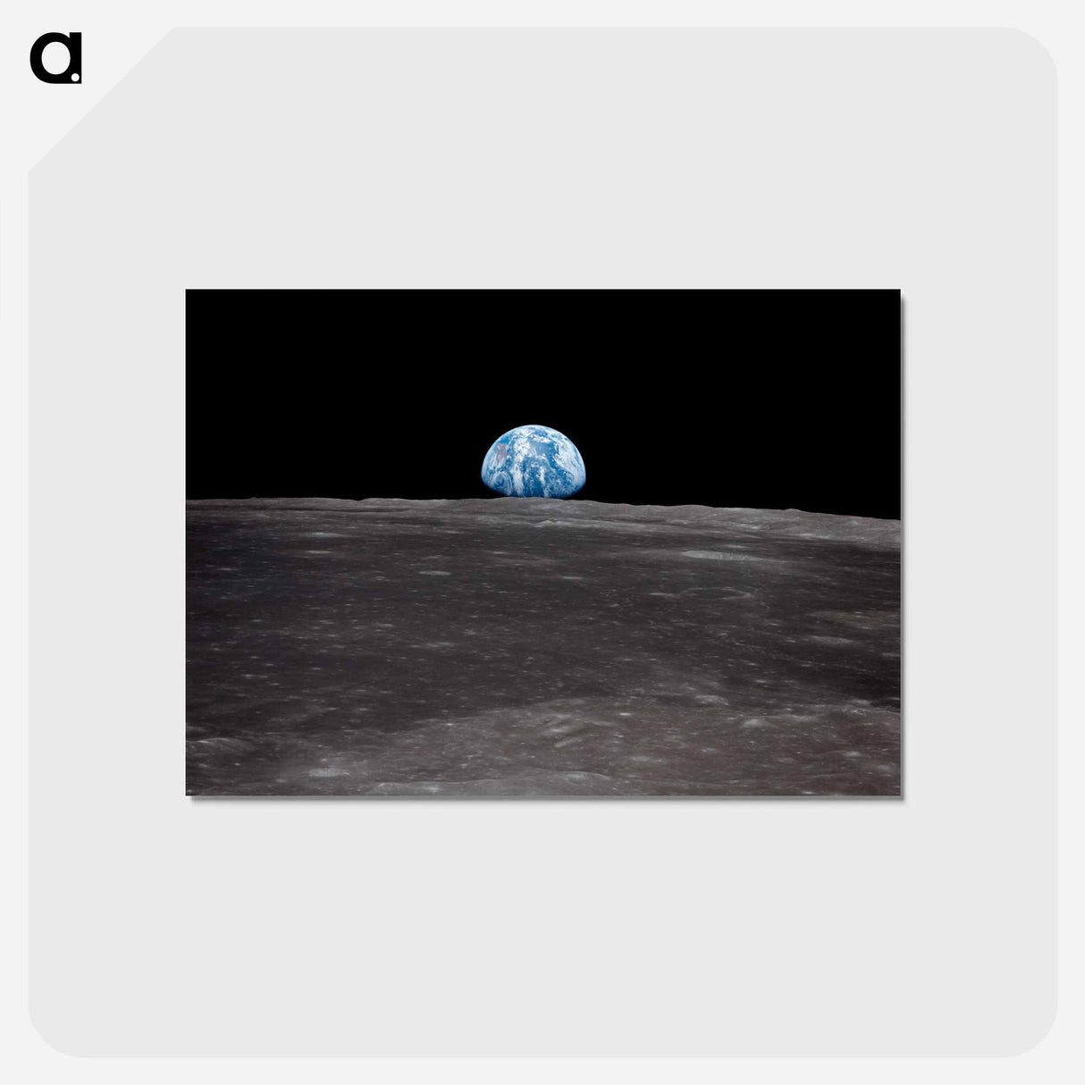 アートポストカード-View of Earth rising over Moon's horizon - アポロ月面着陸 Postcard.