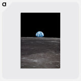 View of Earth rising over Moon's horizon - アポロ月面着陸 Postcard.