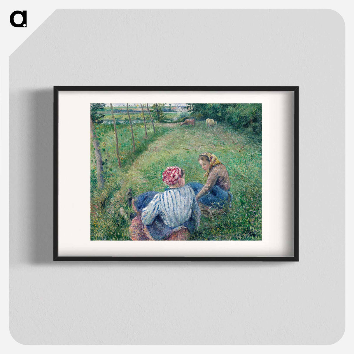 Young Peasant Girls Resting in the Fields near Pontoise - カミーユ ピサロ Poster.