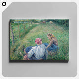 Young Peasant Girls Resting in the Fields near Pontoise - カミーユ ピサロ Canvas.