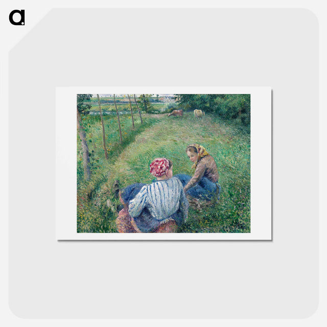 アートポストカード-Young Peasant Girls Resting in the Fields near Pontoise - カミーユ ピサロ Postcard.
