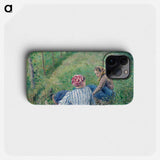 Young Peasant Girls Resting in the Fields near Pontoise - Camille Pissarro Phone Case.