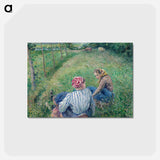 アートポストカード-Young Peasant Girls Resting in the Fields near Pontoise - カミーユ ピサロ Postcard.