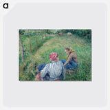 Young Peasant Girls Resting in the Fields near Pontoise - カミーユ ピサロ Postcard.