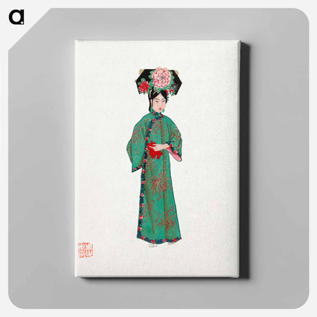 アートパネル-Lady in Modern Manchu Costume Illustration
 - 中国の衣装 Canvas.