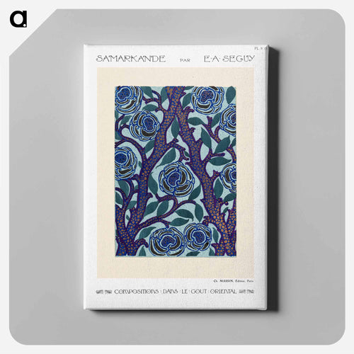 Flower pattern Art Deco stencil print in oriental style - E.A.セギー Canvas.