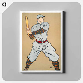 アートパネル-Baseball Player Holding a Bat - エドワード ペンフィールド Canvas.
