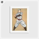 アートポストカード-Baseball Player Holding a Bat - エドワード ペンフィールド Postcard.