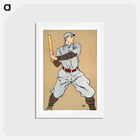 アートポストカード-Baseball Player Holding a Bat - エドワード ペンフィールド Postcard.