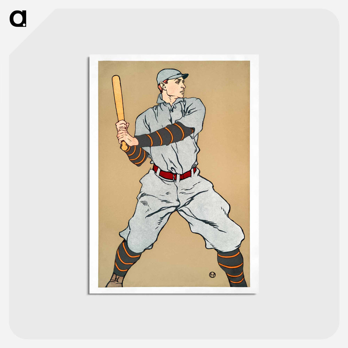 アートポストカード-Baseball Player Holding a Bat - エドワード ペンフィールド Postcard.