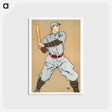 アートポストカード-Baseball Player Holding a Bat - エドワード ペンフィールド Postcard.