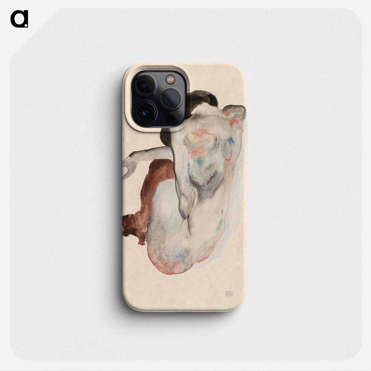 Naked lady. Crouching Nude in Shoes and Black Stockings - Egon Schiele Phone Case.