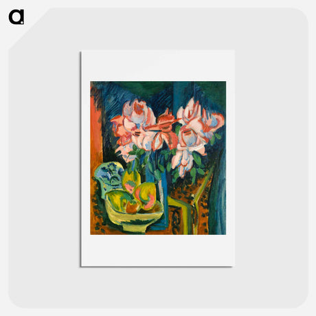 アートポストカード-Pink Roses - エルンスト ルートヴィヒ キルヒナー Postcard.