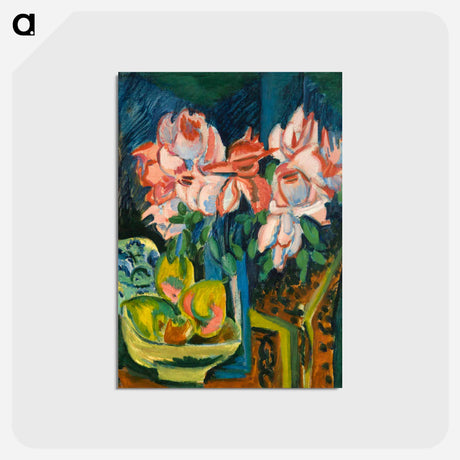 アートポストカード-Pink Roses - エルンスト ルートヴィヒ キルヒナー Postcard.