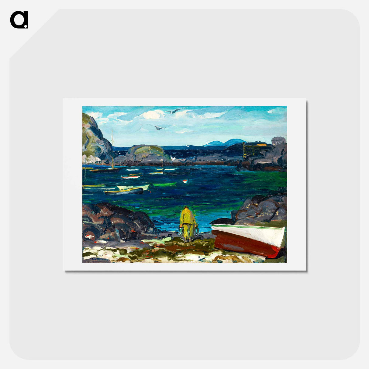 アートポストカード-The Harbor, Monhegan Coast, Maine - ジョージ ベローズ Postcard.