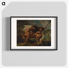 アートポスター-Lion Attacking a Horse
 - ジョージ スタッブス Poster.