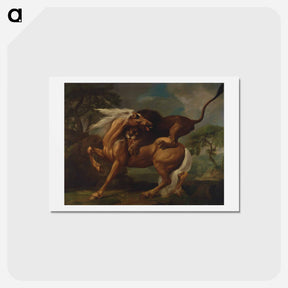 アートポストカード-Lion Attacking a Horse
 - ジョージ スタッブス Postcard.