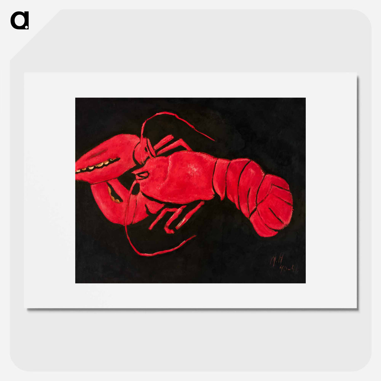 Lobster on Black Background - マースデン ハートリー Poster.