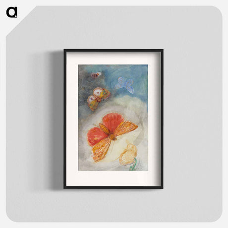 アートポスター-Papillons et fleur - オディロン ルドン Poster.