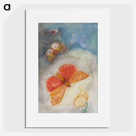 アートポスター-Papillons et fleur - オディロン ルドン Poster.