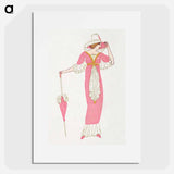 Woman in a pink tubular dress - オットー フリードリヒ カール レンデッケ Poster.