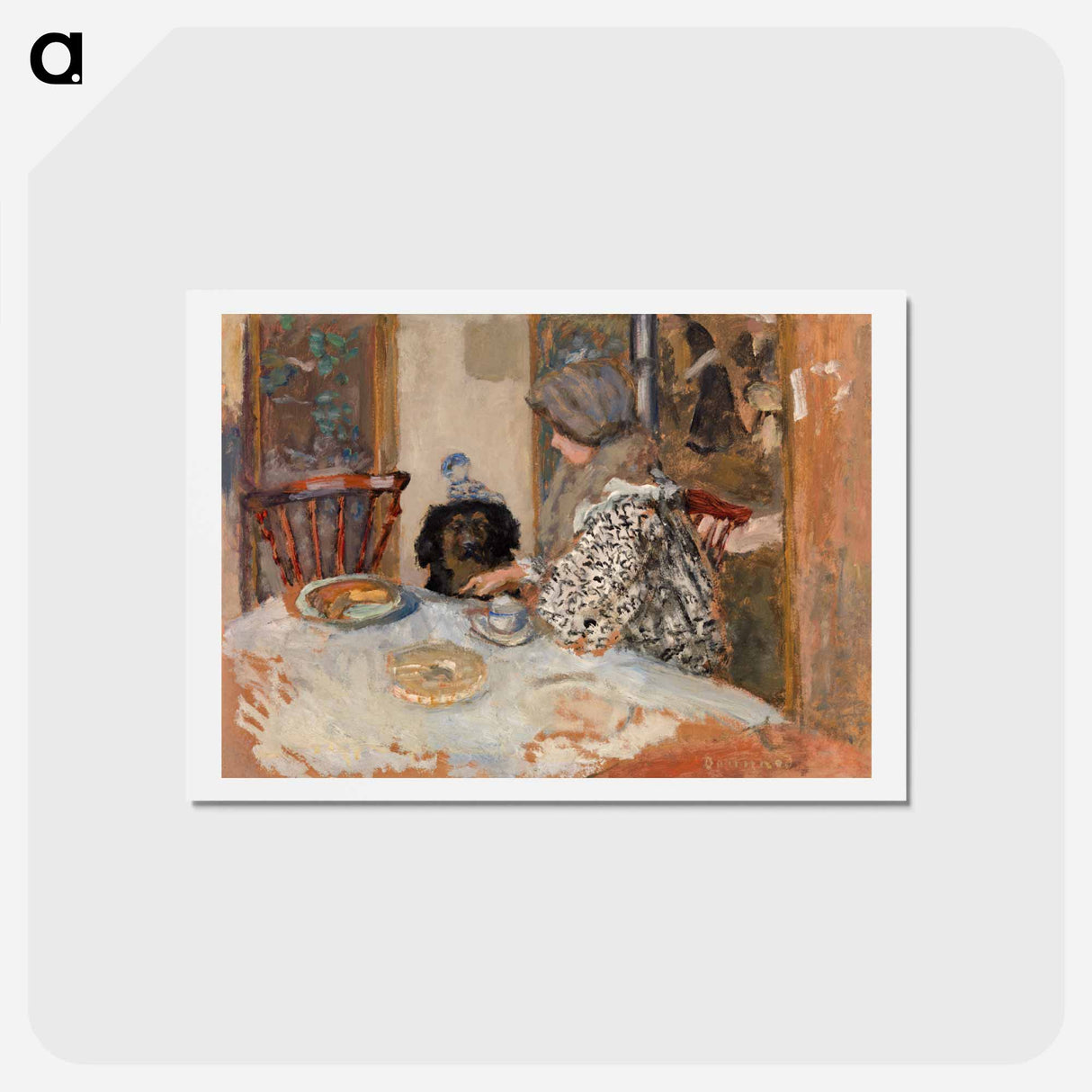 アートポストカード-Woman and Dog at Table
 - ピエール ボナール Postcard.