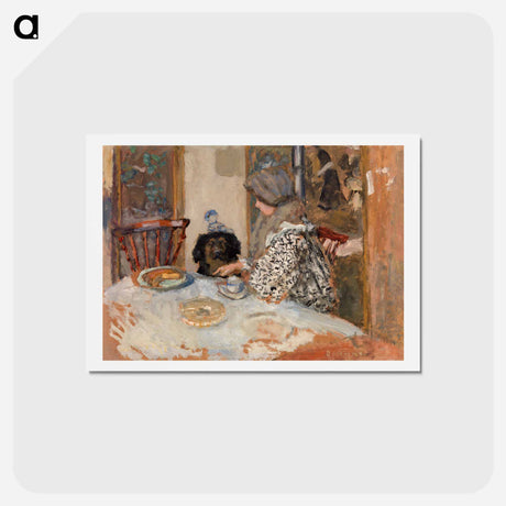 アートポストカード-Woman and Dog at Table
 - ピエール ボナール Postcard.