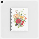 アートメモ帳-Scarlet Ipomoea, Honeysuckle, White Heath and Sweet Sulian
 - 花言葉 Memo.