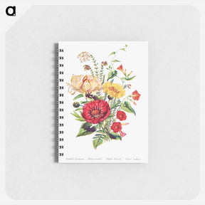 アートメモ帳-Scarlet Ipomoea, Honeysuckle, White Heath and Sweet Sulian
 - 花言葉 Memo.