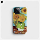 Vase with Three Sunflowers - フィンセント ファン ゴッホ Phone Case.