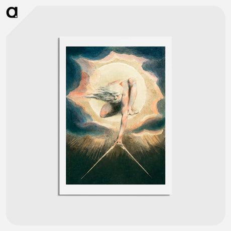 アートポストカード-Ancient of Days Setting a Compass to the Earth - ウィリアム ブレイク Postcard.