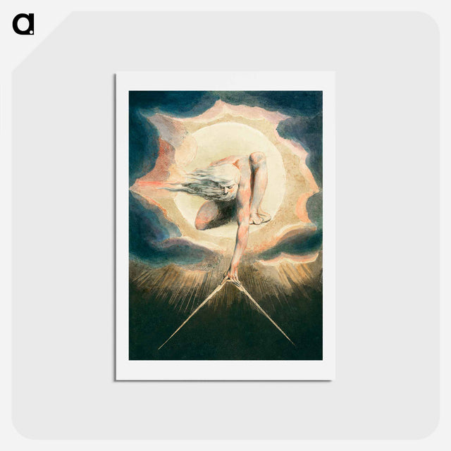 アートポストカード-Ancient of Days Setting a Compass to the Earth - ウィリアム ブレイク Postcard.