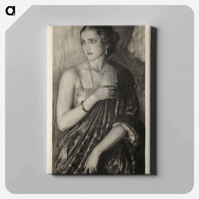 アートパネル-There was a woman standing in the door as though posed in the dark wood of a frame by Wladyslaw Theodore Benda - ウワディスワフ テオドール ベンダ Canvas.