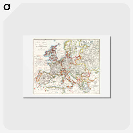 アートポストカード-Strategic map of Central Europe - アンティーク地図 Postcard.