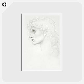 アートポストカード-Head of Girl Facing Left - エドワード バーン ジョーンズ Postcard.