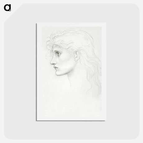 アートポストカード-Head of Girl Facing Left - エドワード バーン ジョーンズ Postcard.