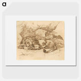 Lion Devouring a Rabbit - ウジェーヌ ドラクロワ Poster.